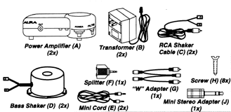 Bass Shaker HT Kit Components