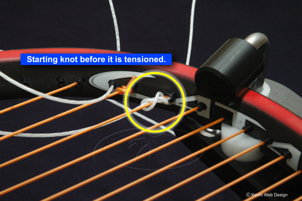 Starting knot before it is tensioned